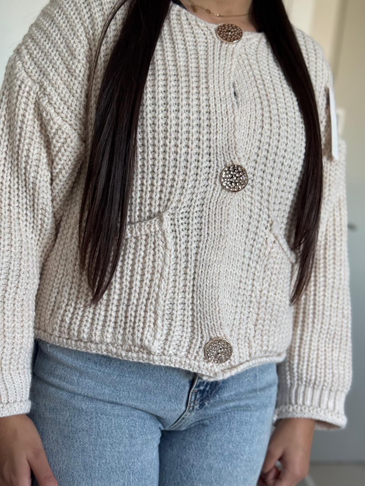 Cardigan gros boutons dorés